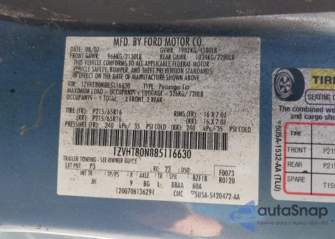 2008 Ford Mustang V6 Deluxe/V6 Premium from USA, damaged, VIN 1ZVHT80N885116630